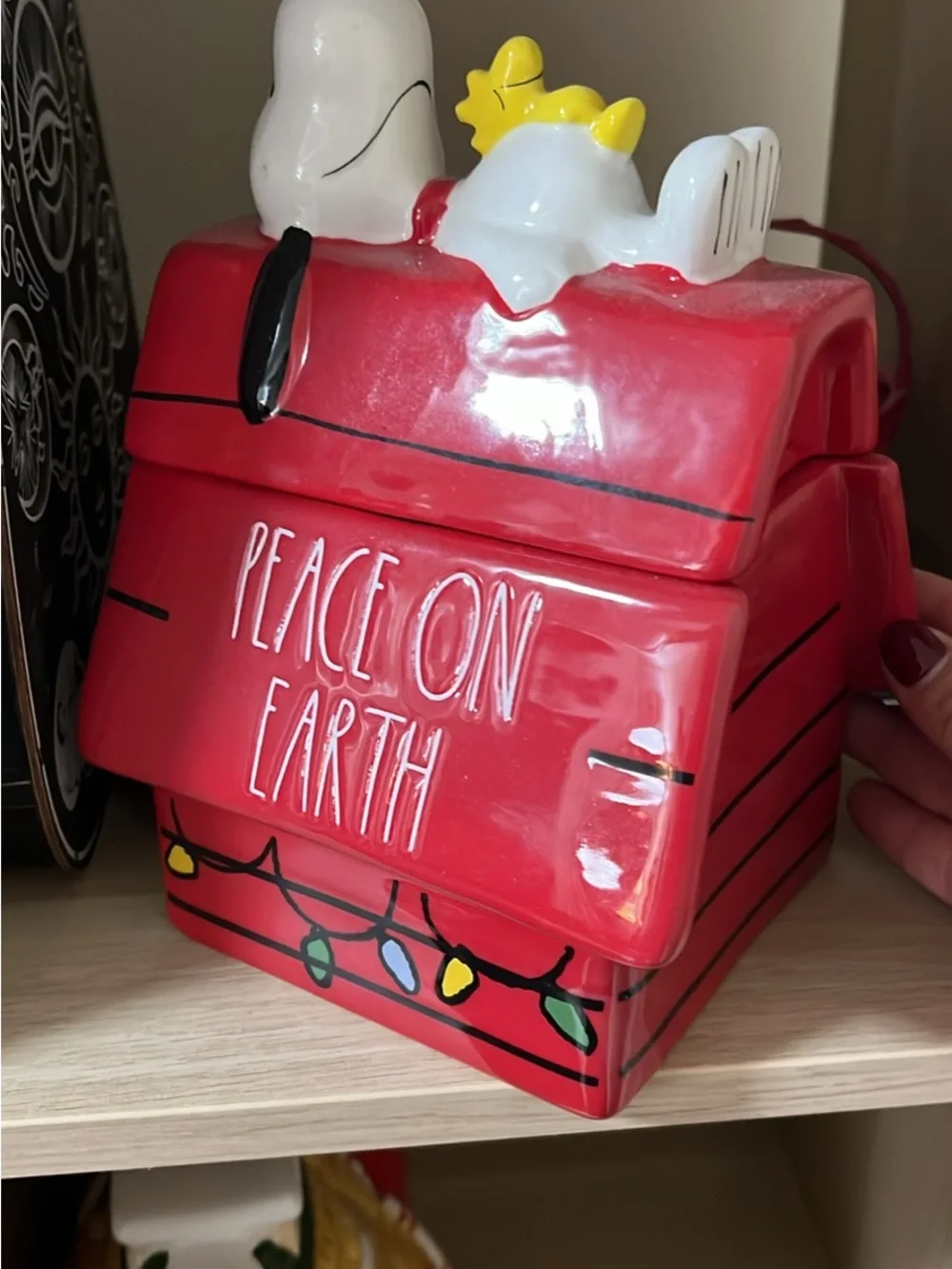 Red Ceramic Cookie Jar with Decorative Lid - Brand Unspecified